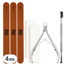 Deli Beauty 美甲基礎護理組, 4套, 甘皮剪 + 鋼推 + 木質搓甲棒 3入 + 磨砂塊 2入