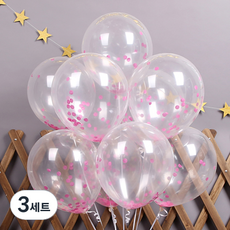 파티해 써클 컨페티풍선 20p + 손펌프 랜덤발송 +컬링리본 + 스펀지닷 세트, 푸치샤, 3세트