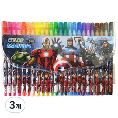 마블 아이언맨 헐크 토르 캡틴 아메리카 남아용 24색 사인펜, 혼합색상, 3개