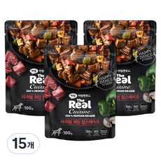 하림펫푸드 전연령용 강아지 더리얼 퀴진 습식사료, 소, 100g, 15개