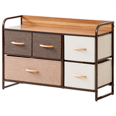 AMOS 布藝兩層五抽收納櫃, 摩卡拿鐵