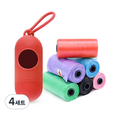 펫투비 반려동물 배변 봉투 케이스 + 리필백 세트, 레드 + 랜덤 발송, 90개입, 4세트