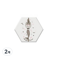 미끄럼 방지 규조토 컵받침, 12인어공주, 2개