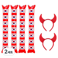 PARTYSHOW 太極旗加油棒氣球 + 高級惡魔髮箍 2人組, 紅色, 2套