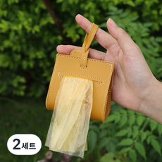 브릴라레 강아지 배변봉투 파우치 8 x 13 cm + 쓰레기봉투 세트, 옐로우, 2세트