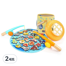 에코큐브 유아용 원목 자석 낚시놀이 세트, 혼합색상, 2세트