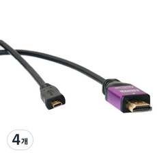 Micro HDMI to HDMI 1.4 連接線 HMC018, 4個, 1.8m
