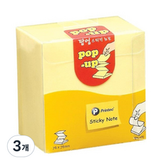 Printec 彈出式便利貼 自黏便條紙 76 x 76 mm 補充包, 黃色, 500張, 3個