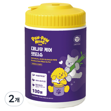 포포몽 반려동물 대나무 케어 원통형 펫티슈, 2개, 130개입