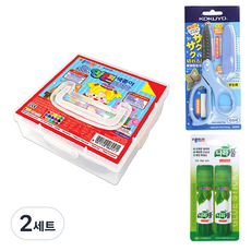 JONG IE NARA 11000雙面色紙盒 300張+Gukyo SAXA飛蓋剪刀 藍色+膠水 15g*2入組, 2套, 30 種顏色