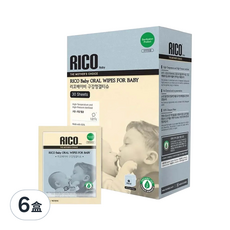 RICO Baby 嬰兒潔牙濕紙巾 OCS100認證 獨立包裝 無皮膚刺激, 150g, 6盒