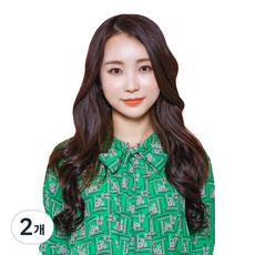 픽앤웨어 똑딱이 붙임머리 피스 세팅펌 L, 레드 브라운, 2개