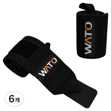 WATO 모던 피트니스 헬스 손목보호대, 05 검정색, 6개