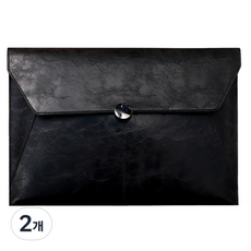 Donga PMS A4文件夾 高級皮革手提包, 2個, 深黑色