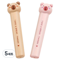 MS Corporation 可愛水豚迷你剪刀2件組, 粉紅色, 棕色, 5套