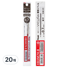 펜텔 비쿠냐 볼펜심 리필 0.7mm XBXM7H-B, 적, 20개