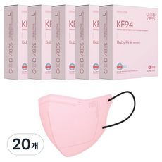굿바이브스 마스크 대형 KF94, 베이비핑크, 20개, 10개입