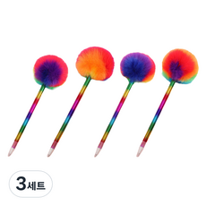 올셀 귀여운 케릭터 롤리팝 무지개 볼펜 0.5mm 4종 세트, 혼합색상, 3세트