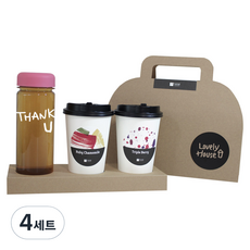 1AM 쥬뗌므 블랜딩 프리미엄 차세트, 크라프트 패키지 + 티백세트(테이크아웃잔 2p + 루비 캐모마일 3p + 트리플 베리 3p) + THANK U 보틀 스티커 + 분홍뚜껑 보틀 + Lovely House 패키지 스티커, 4세트