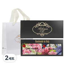 알카미아비누 비누 올키디아 200g + 엘르 200g + 선물상자 블랙 + 쇼핑백 세트, 2세트