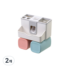 MONACO OLIVE 免鑽孔 O-nagi 全套系統牙膏擠壓器 附2個漱口杯, 混合色, 2個