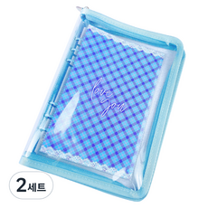 머스트딜 A5 6공 지퍼형 포카바인더 + 양면속지 포토카드 포함 30매, 블루그레이, 2세트