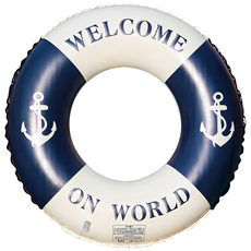 FANCY LIFE 多色充氣泳圈 兒童圓形款, 船錨藍, 1個