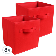 Pureureun 可折疊不織布收納盒, 8個, 紅色