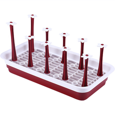 Kailiwen 凱立文 長方形碗碟塑膠瀝水杯瀝水架, 1個, 紅色