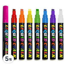 東亞PMS 黑板方形筆尖窗戶彩色白板筆組 7mm 8色組, 5個, 粉紅色, 紅色, 橘色, 黃色, 綠色, 藍色, 紫色, 白色