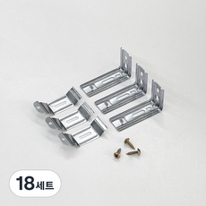더원홈데코 우드 블라인드 설치 부속 ㄱ자 브라켓 6.8 x 3.7 x 2.7 cm + 스냅 6.3 x 2.5 cm + 목재 피스 19mm 세트, 메탈, 18세트