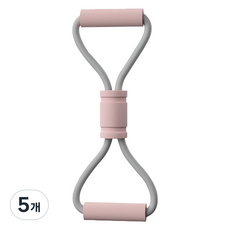블럭마트 8자 요가 스트레칭 튜빙밴드, 핑크, 5개