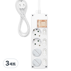 가가넷 포인트 메인 개별 16A 멀티탭 4구 + 안전커버 2p 세트, 화이트, 3세트, 1.5m