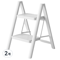 코끼리리빙 가정용 접이식 사다리 A11 2단 화이트, 2개