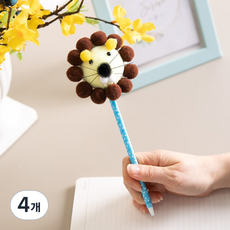 플라워트리 스마일라이온볼펜, 4개, 혼합색상