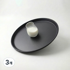 리빙메이트 국산 논슬립 원형 쟁반 트레이, 블랙, 3개