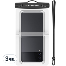 모란카노 Z플립 휴대폰 방수팩 + 넥스트랩 세트, 블랙, 3세트