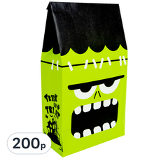 Good given 快樂萬聖節 陰森科學怪人紙袋, 200件, 淺綠色 + 黑色
