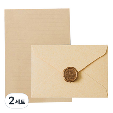 高級封蠟貼紙信紙組, 2套, 米色