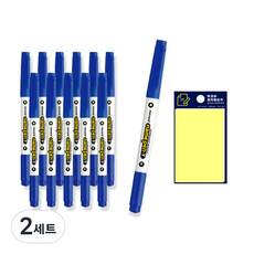 monAmi 簽字筆 T 12支 + Tukovi 黃色便利貼 套組, 藍色, 2套