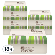 BonitaGoods 抽取式竹漿盒裝廚房紙巾 3層, 100入, 18個