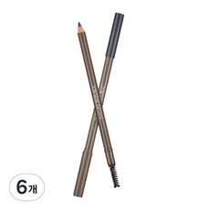 네이처리퍼블릭 바이플라워 우드 아이브로우 펜슬 1.6g, 6개, 01 딥 그레이