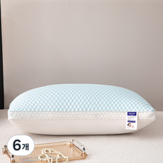 라온슬립 목편한 수면 경추 베개, 블루, 6개