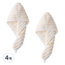 꾸지 초강력 흡수 헤어 타월 25 x 65 cm, 아이보리, 4개