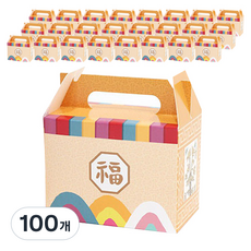 附提把傳統圖案盒, 混合顏色, 100個