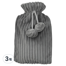 솔르 뜨거운 물병 물 채우기 손난로 온수찜질팩 2000ml 다크그레이 21 x 33 x 3 cm, 3개