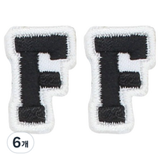 Button King 東大門鈕扣王 熱接著式刺繡字母縮寫迷你布貼 F, 6個, 黑色