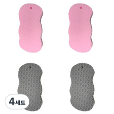 때밀이 스펀지 2종 x 2p 세트, 핑크, 그레이, 4세트