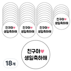 도나앤데코 메시지 원형 스티커 6p, 친구야생일축하해, 18개