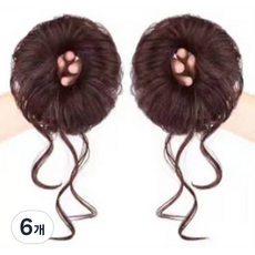 하이유니 트윈 애교 똥머리 밴드 헤어피스, 다크브라운, 6개